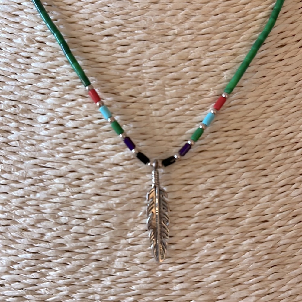 American Indian Turquoise Leaf Necklace